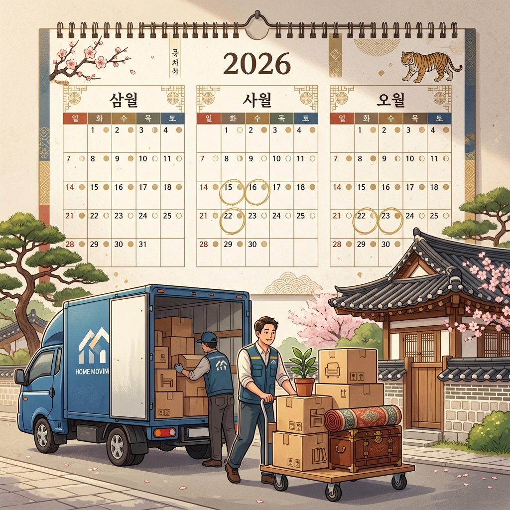 2026년 손 없는 날 이사 달력 비용과 길일 예약 노하우